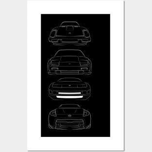 Front/profile - Evolution of the Nissan Z - stencil, white Posters and Art